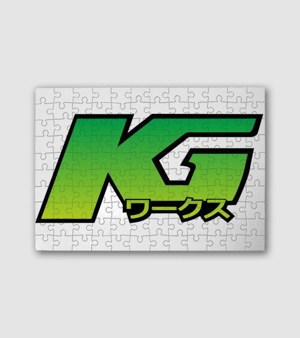 KG logo zöld minta fehér pólón