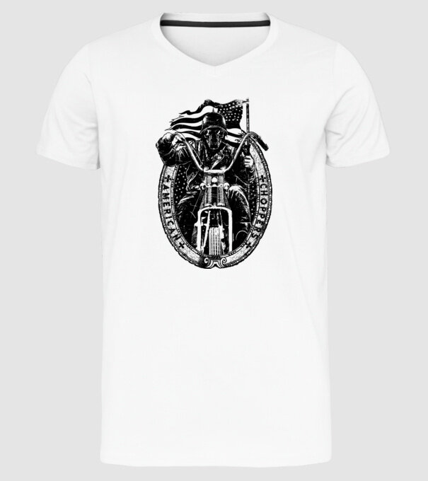 Chopper minta fehér pólón