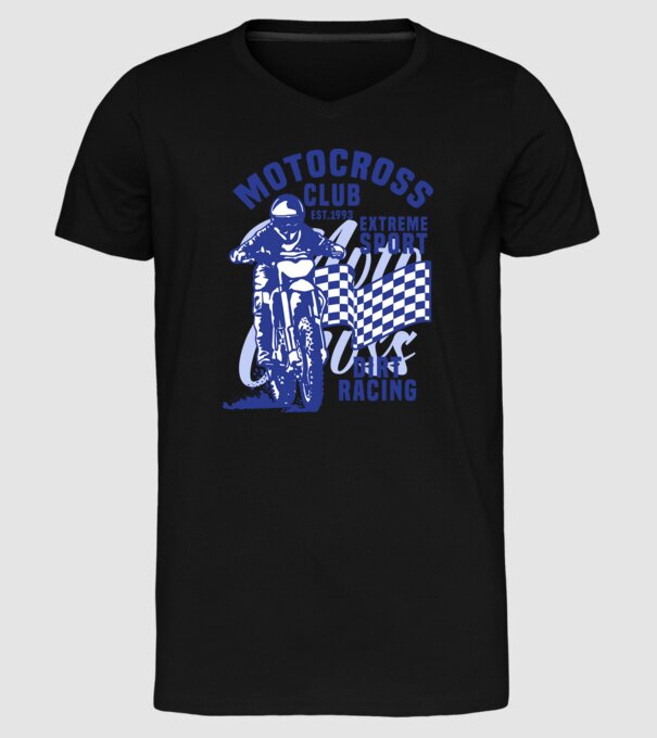 MotoCross minta fekete pólón