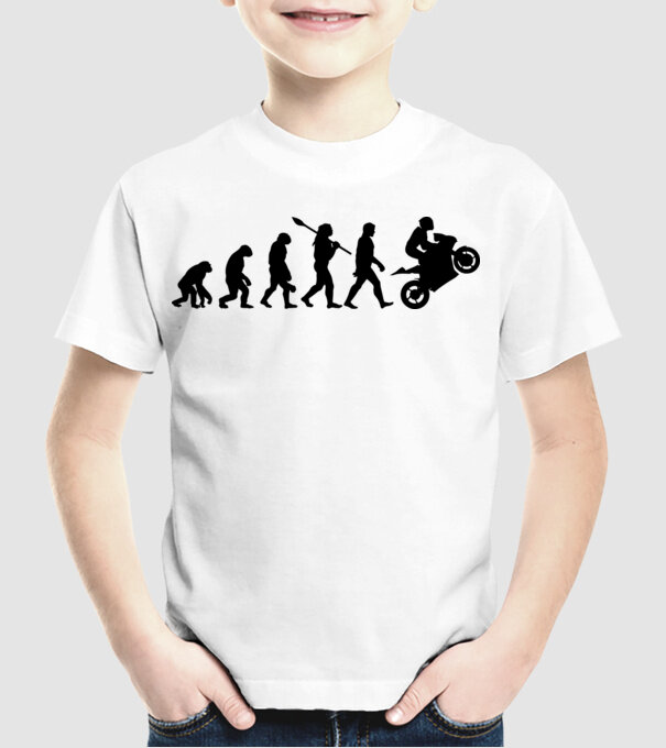 EVOLUTION OF BIKER SILHOUETTE minta fehér pólón