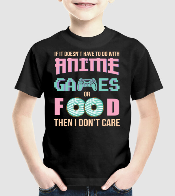 Anime Games Food minta fekete pólón