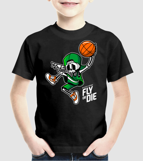BasketBone minta fekete pólón