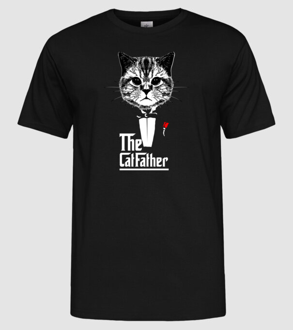 CatFather minta fekete pólón