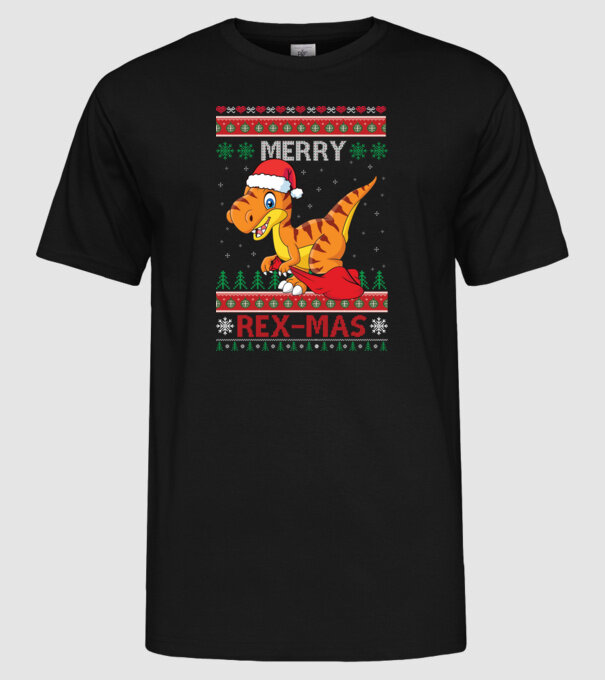 Merry Rexmas minta fekete pólón