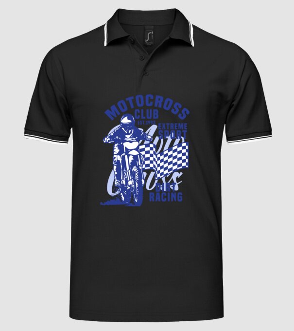 MotoCross minta fekete pólón
