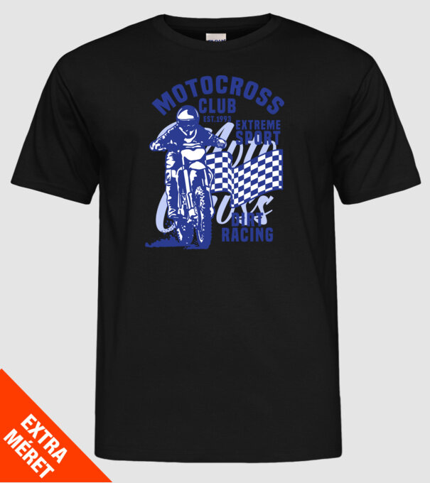 MotoCross minta fekete pólón