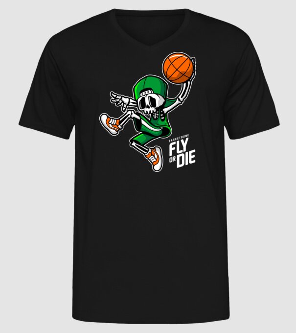 BasketBone minta fekete pólón