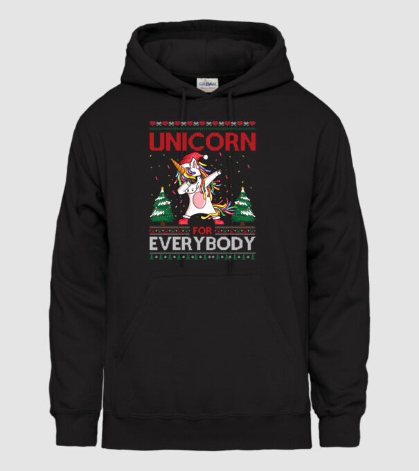 Dab Christmas Unicorn minta fekete pólón