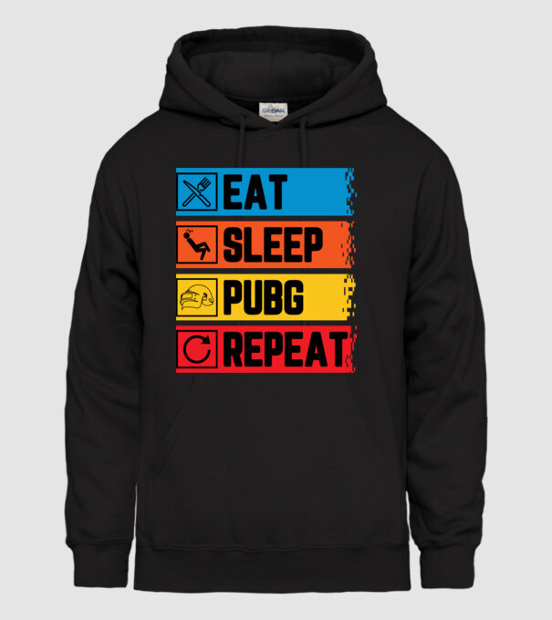 Eat Sleep Pubg Repeat minta fekete pólón
