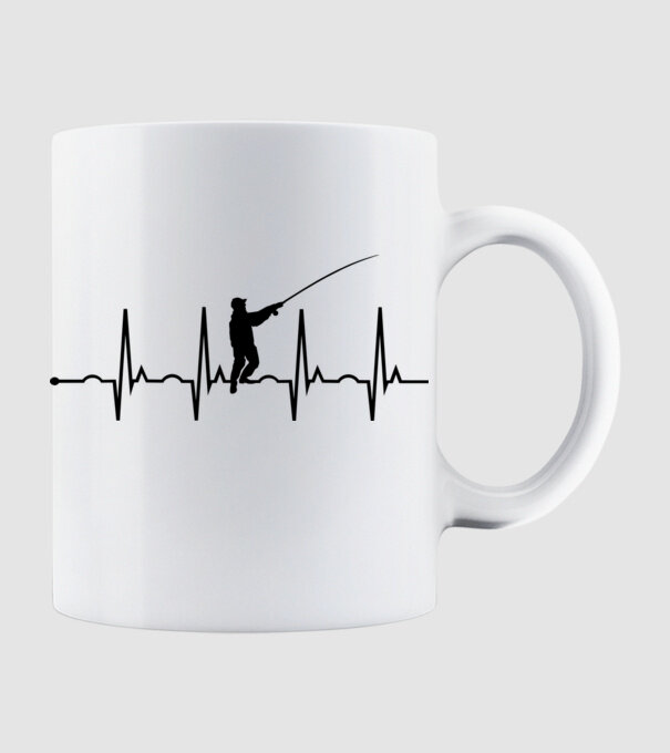 Horgászat Ekg minta fehér pólón