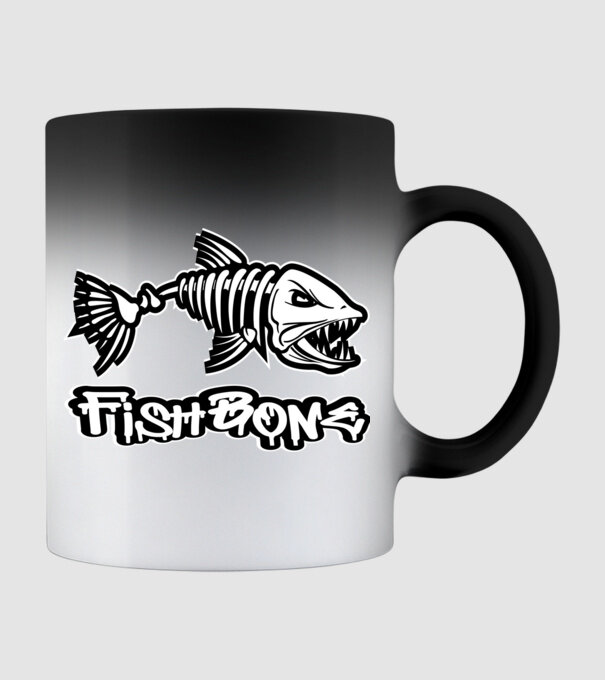 Fishbone 2 fehér minta fekete pólón