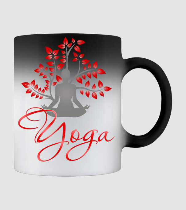 Yoga minta fekete pólón