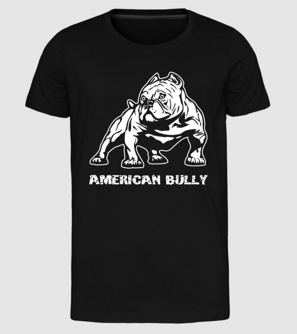 Amerikai Bully minta fekete pólón