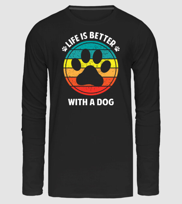 Life is better with a dog minta fekete pólón