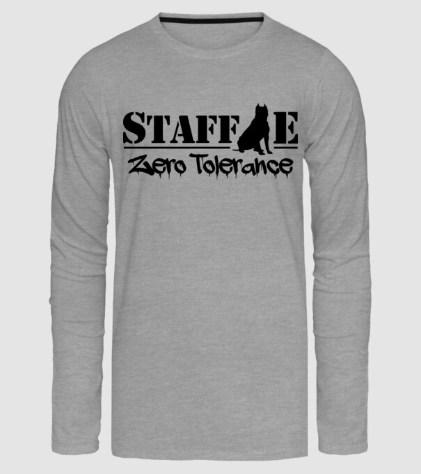 Staffie Zero Tolerance minta szürke pólón