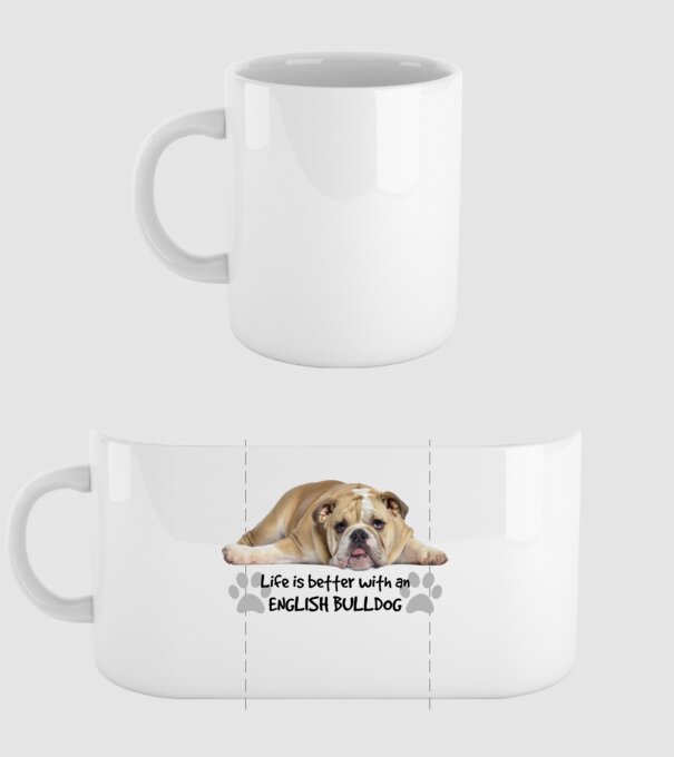 Life is better with an English Bulldog minta fehér pólón