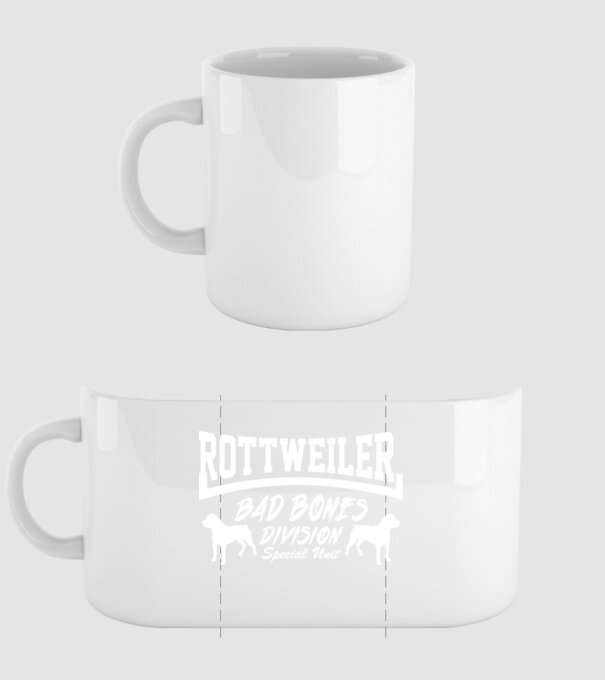 Rottweiler Bad Bones Division minta fehér pólón