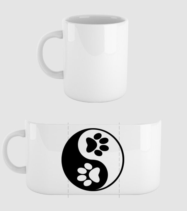 Yin-Yang paw minta fehér pólón