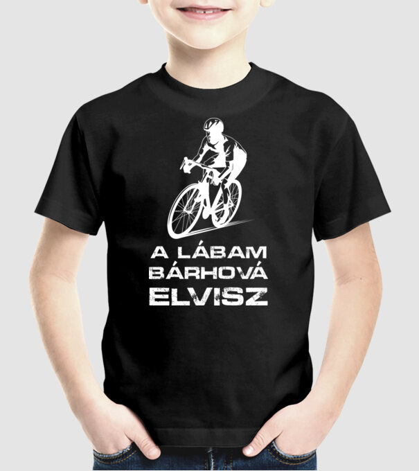 A lábam bárhová elvisz minta fekete pólón