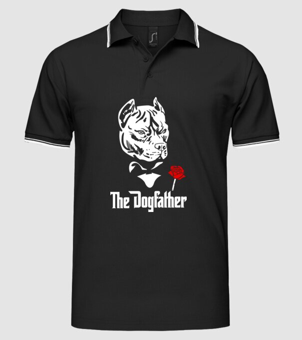 Amerikai staffordshire terrier -Amstaff- The Dogfather minta fekete pólón