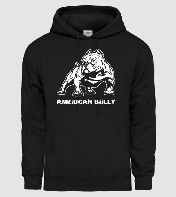 Amerikai Bully minta fekete pólón