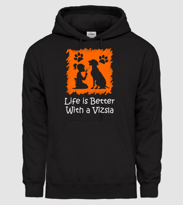 Life is better with a Vizsla minta fekete pólón
