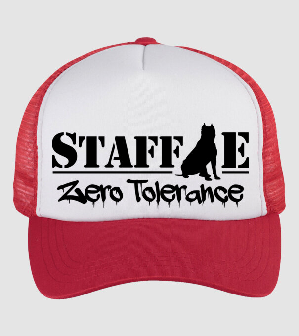 Staffie Zero Tolerance minta fehér/piros pólón