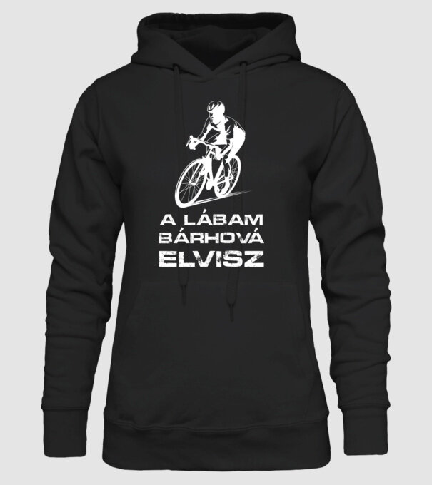 A lábam bárhová elvisz minta fekete pólón