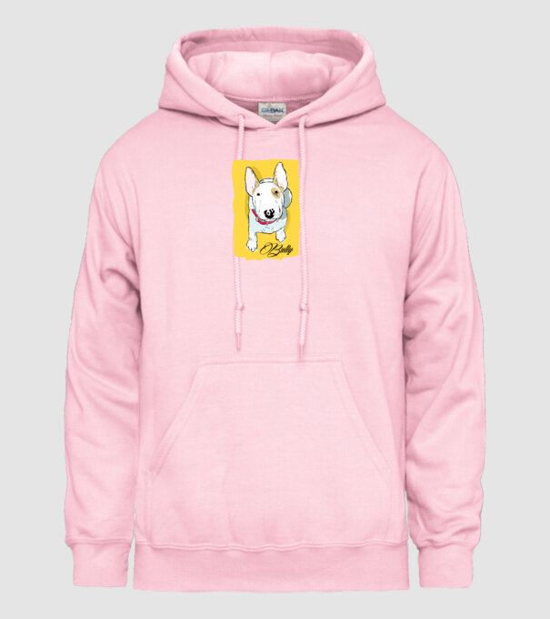 Bullterrier minta világos rózsaszín pólón