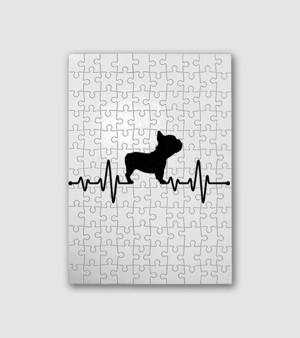 Francia Bulldog - Ekg Line minta fehér pólón