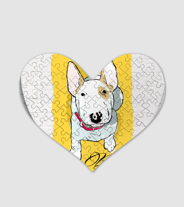 Bullterrier minta fehér pólón