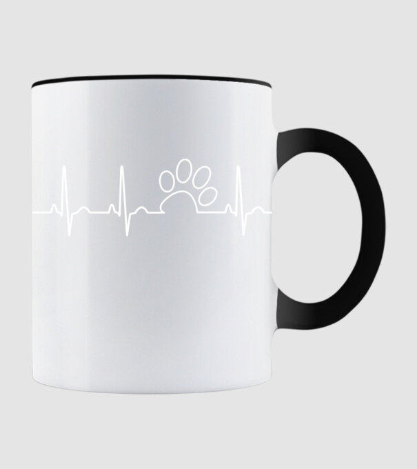 Ekg Mancs görbe minta fekete pólón