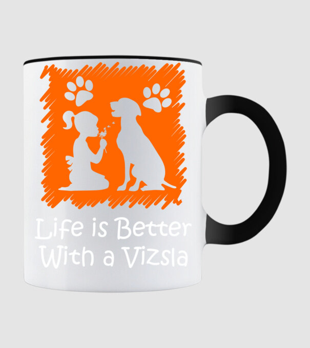 Life is better with a Vizsla minta fekete pólón