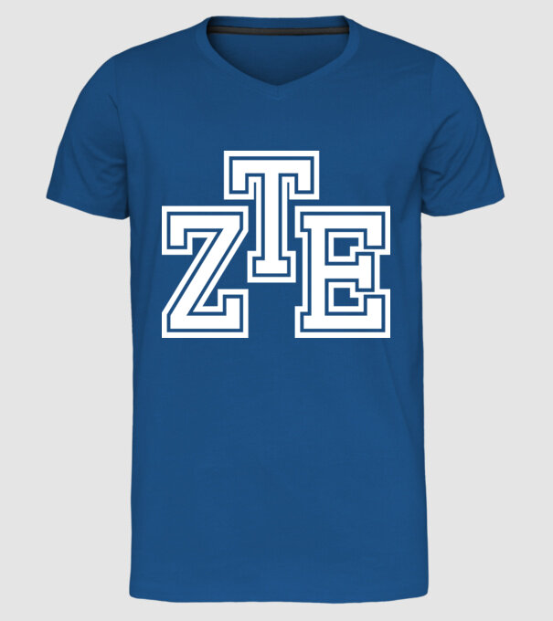 zte fehér minta királykék pólón