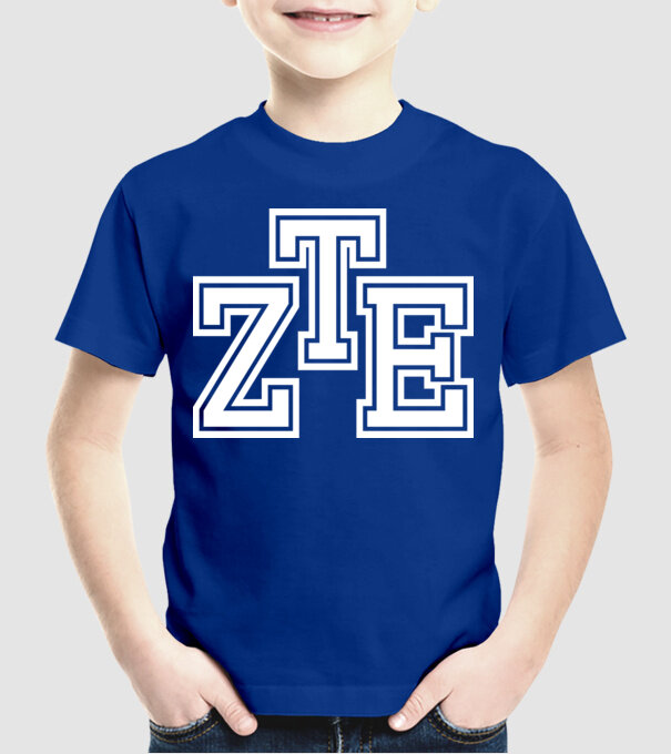 zte fehér minta királykék pólón