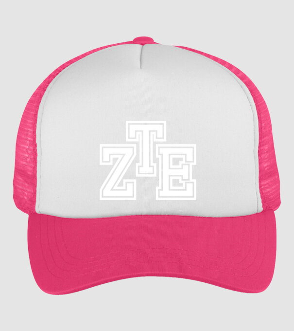 zte fehér minta neonpink pólón