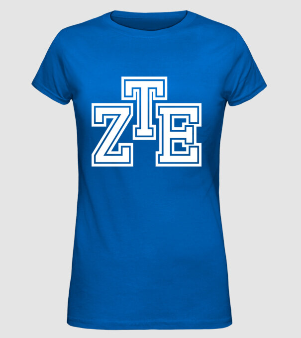 zte fehér minta királykék pólón