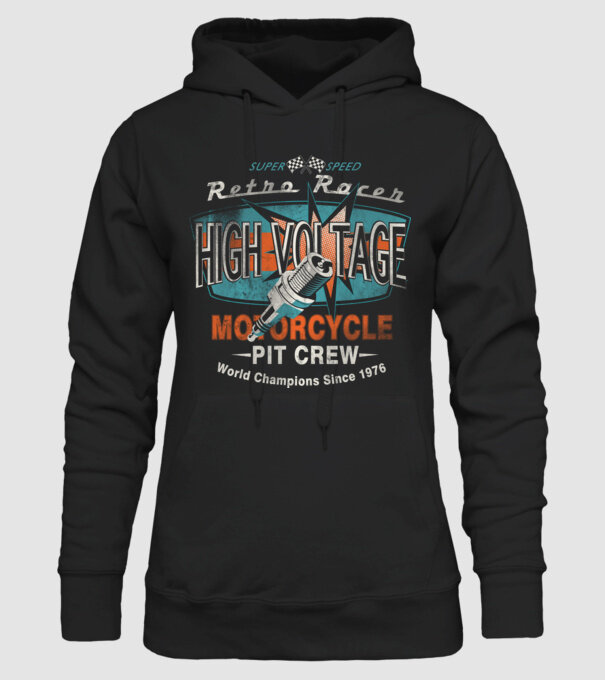 Retro racer- angol motoros minta minta fekete pólón
