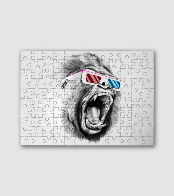 Menő gorilla minta fehér pólón