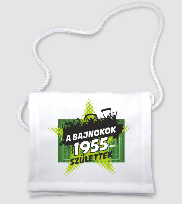 A BAJNOKOK 1955-BEN SZÜLETTEK SZÜLINAPI FOCIS PÓLÓ MINTA minta fehér pólón