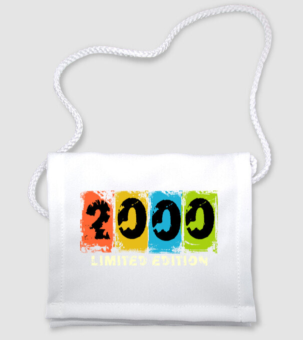 grunge évszám, limited edition felirattal, születésnapi dátum, 2000 minta fehér pólón