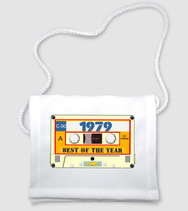 retro születésnapi audio kazetta, magnókazetta, best of the year 1979 minta fehér pólón