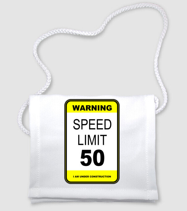 warning speed limit 50 , under construction minta fehér pólón