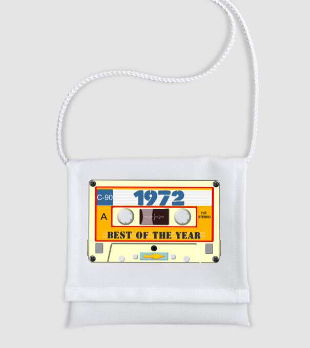 retro születésnapi audio kazetta, magnókazetta, best of the year 1972 minta fehér pólón