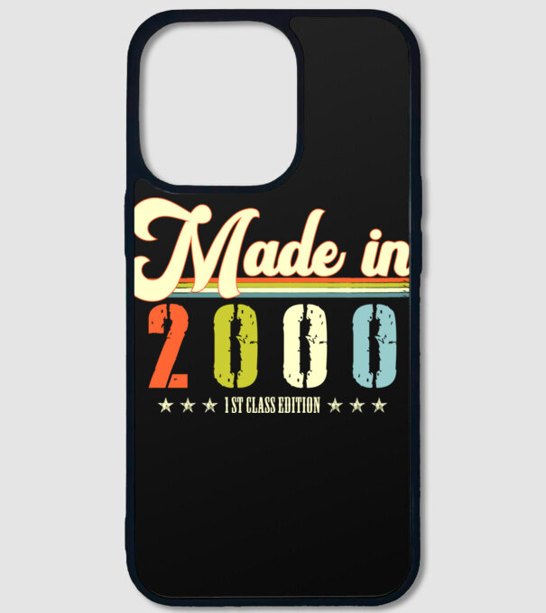 made in 2000, 1st class edition, születésnap, 2000-ben készült minta fekete pólón