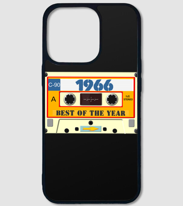 retro születésnapi audio kazetta, magnókazetta, best of the year 1966 minta fekete pólón