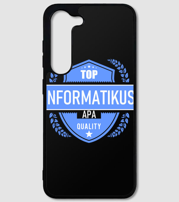 TOP QUALITY INFORMATIKUS APUKA minta fekete pólón