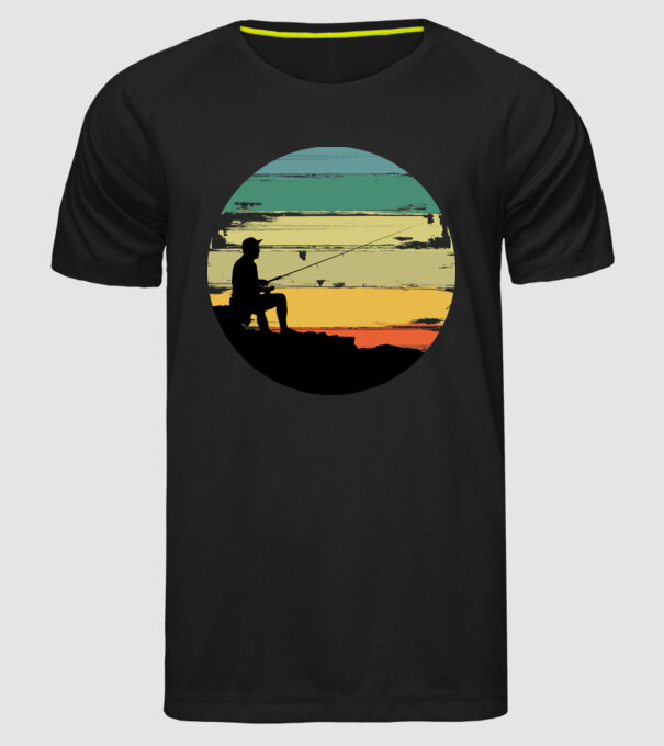 horgász, horgászat, hobbi,sport, sporthorgász minta fekete pólón