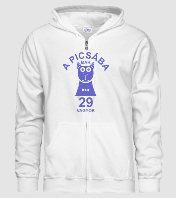 A PICSÁBA már 29 vagyok minta fehér pólón