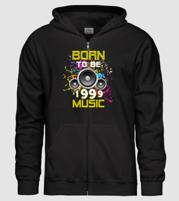 born to be music 1999-ben született, zenés születésnapi minta minta fekete pólón